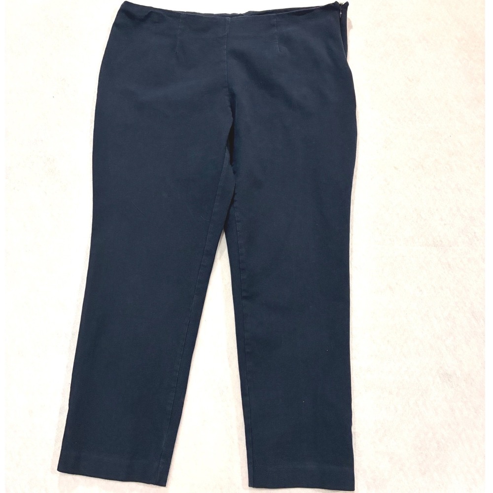 Time and Tru Slim Side Zip Ankle Pants Cotton Blend Navy Blue Classic Size 18